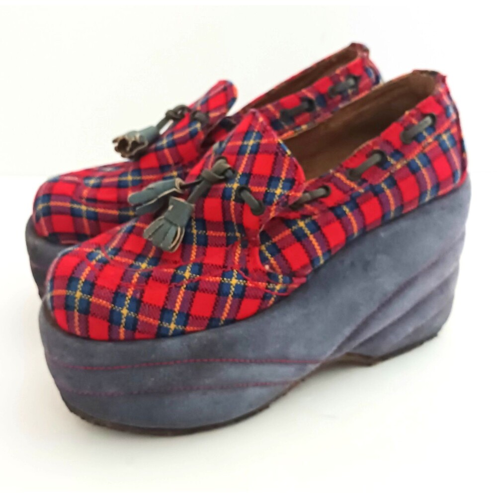 Bridgertown Flood Tartan Plaid School Girl Chunky Platform Oxford Made Italy 5M